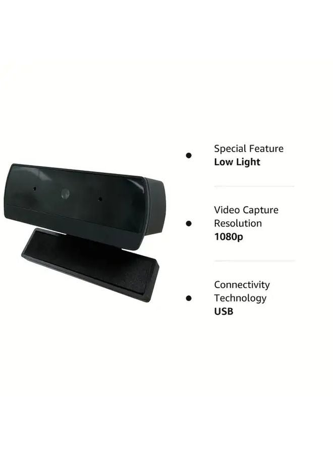 كاميرا ويب USB دوارة 1080P HD سوداء مع دوران 360 درجة لجهاز الكمبيوتر المحمول للبث - Image 4